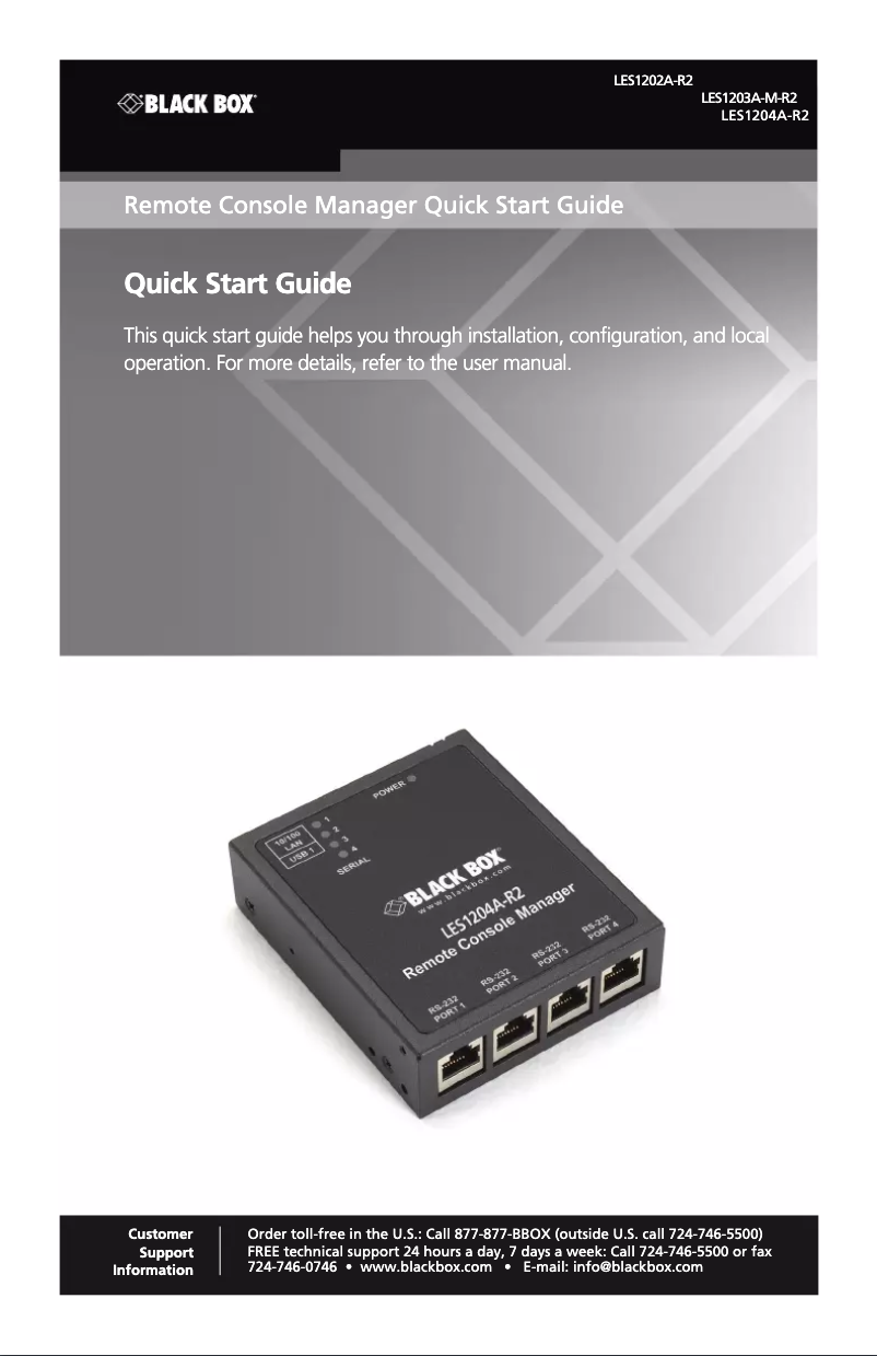 Page 1 de la notice Manuel utilisateur Black Box LES1204A-R2