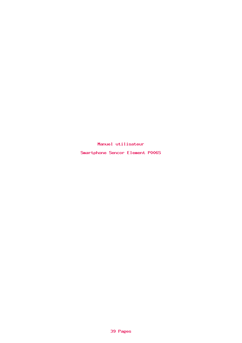 Page 1 de la notice Manuel utilisateur Sencor Element P006S