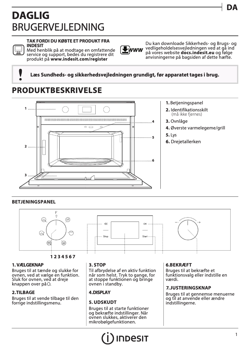 Página 1 del manual Manual de usuario Indesit MWI 4343 BL