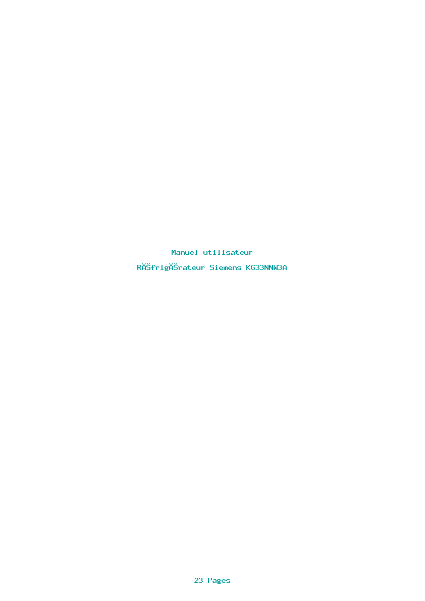 Image de la première page du manuel de l'appareil KG33NNW3A