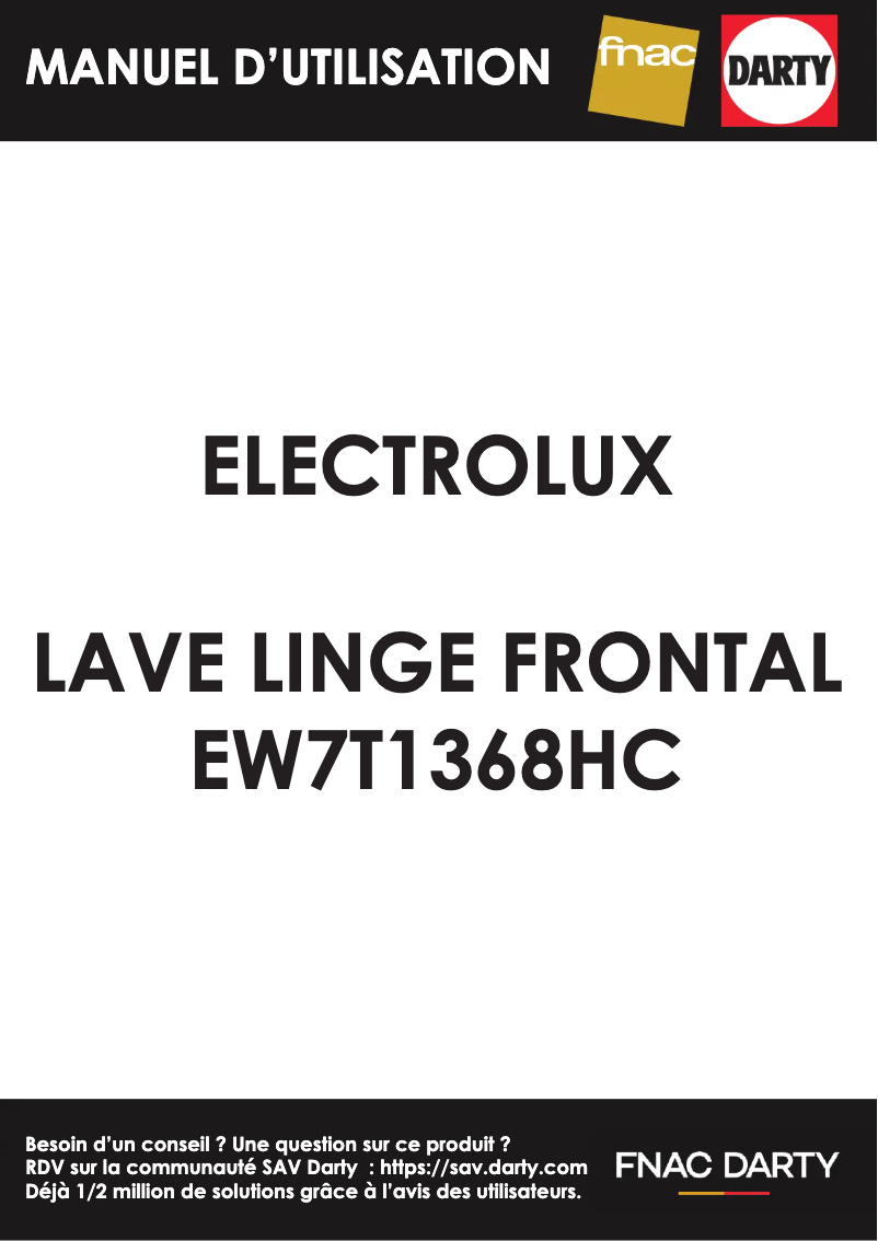 Page 1 de la notice Manuel utilisateur Electrolux EW7T1368HC