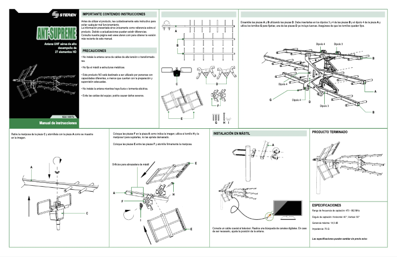 Page 1 de la notice Manuel utilisateur Steren ANT-SUPREME
