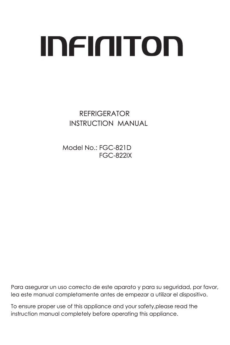 Page 1 de la notice Manuel utilisateur Infiniton FGC-822IX