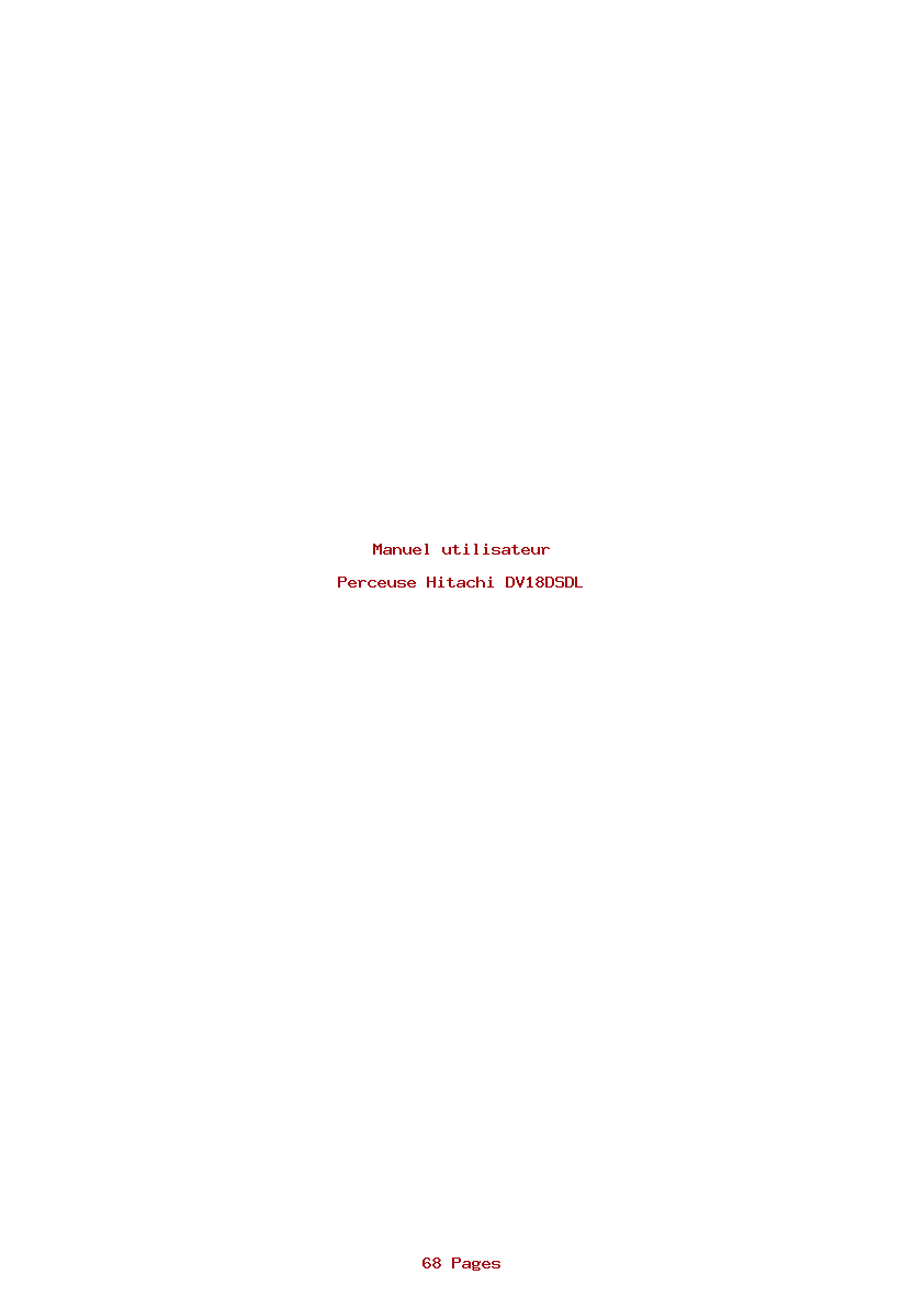 Page 1 de la notice Manuel utilisateur Hitachi DV18DSDL