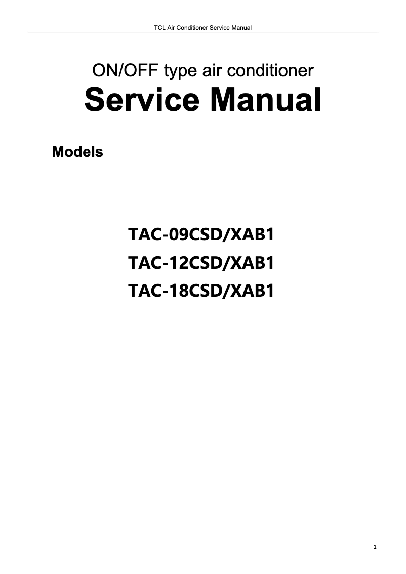 Página 1 del manual Manual de usuario TCL TAC-18CSD/XAC1