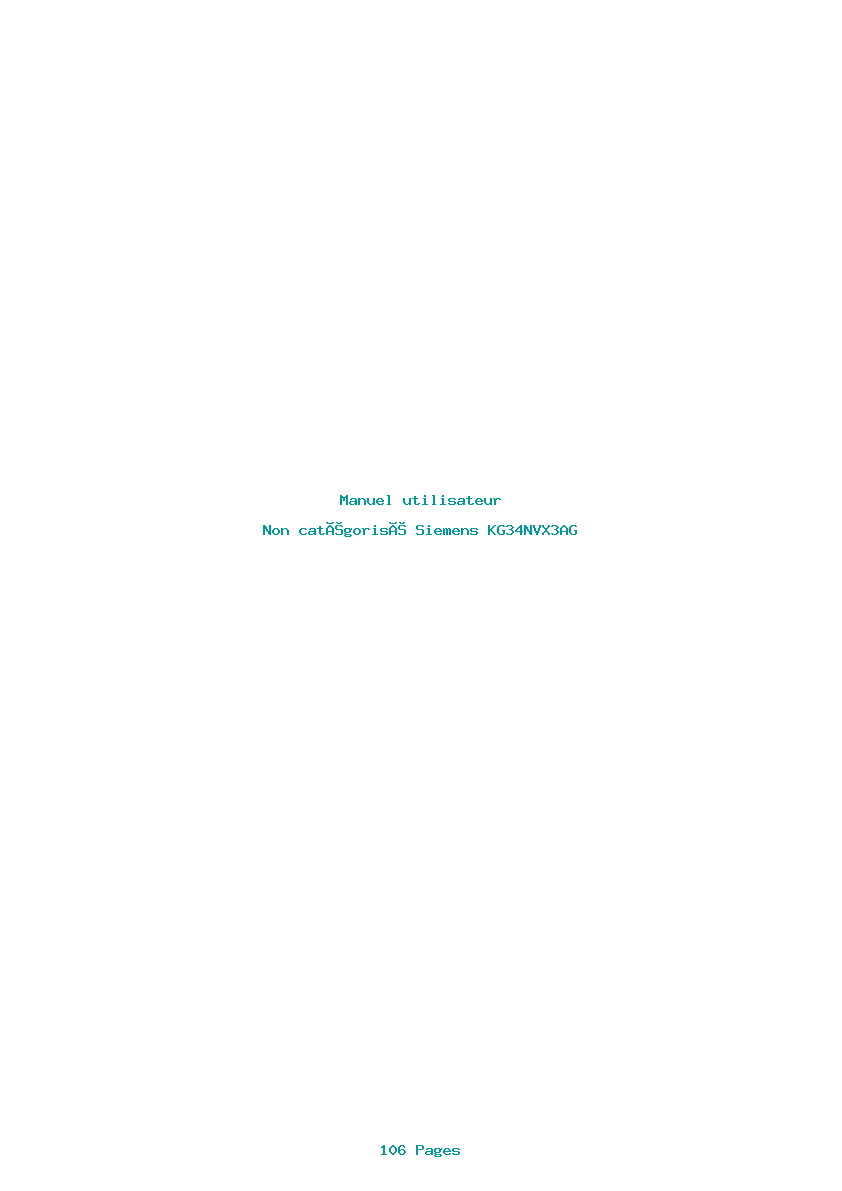 Page 1 de la notice Manuel utilisateur Siemens KG34NVX3AG