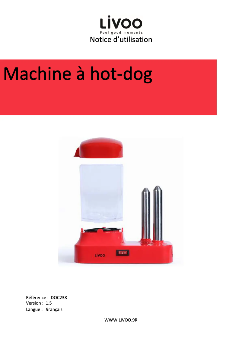 Page 1 de la notice Manuel utilisateur Livoo DOC238
