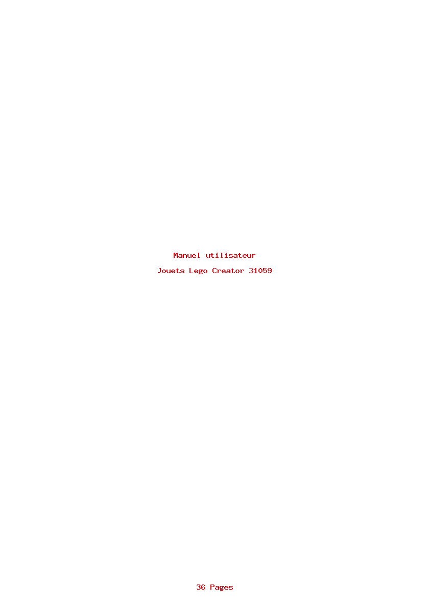 Page 1 de la notice Manuel utilisateur Lego Creator 31059