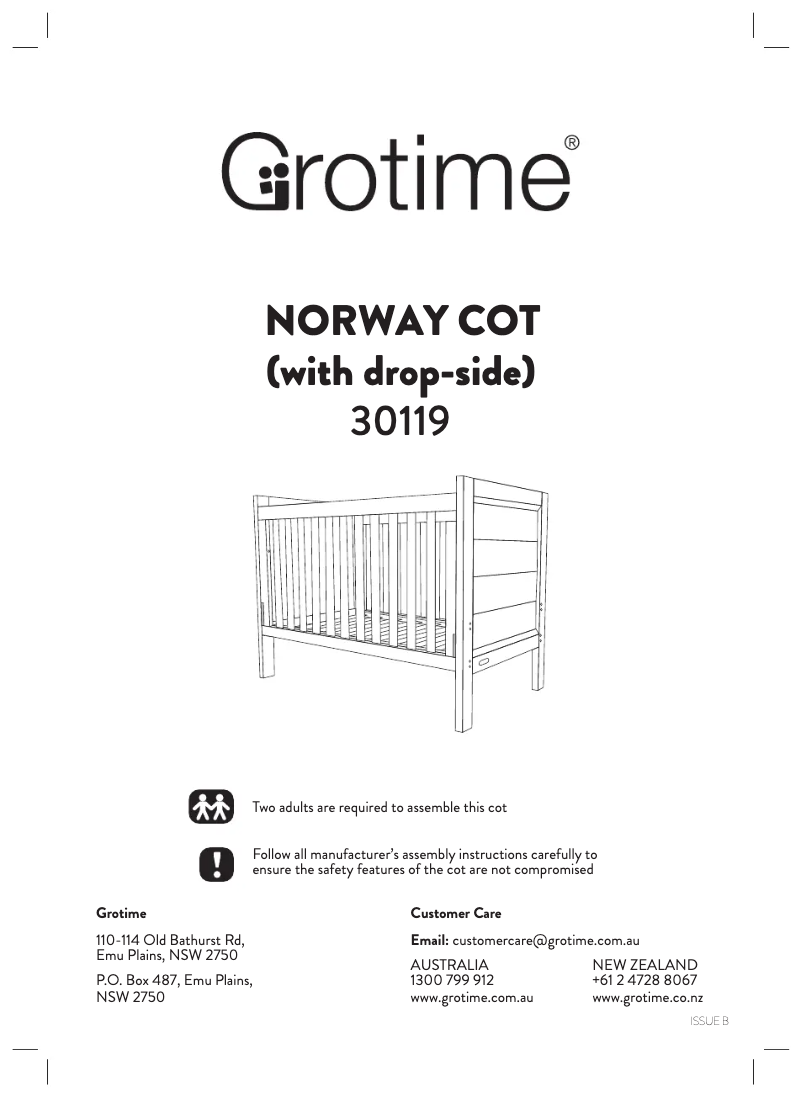 Page 1 de la notice Manuel utilisateur Grotime Norway Cot