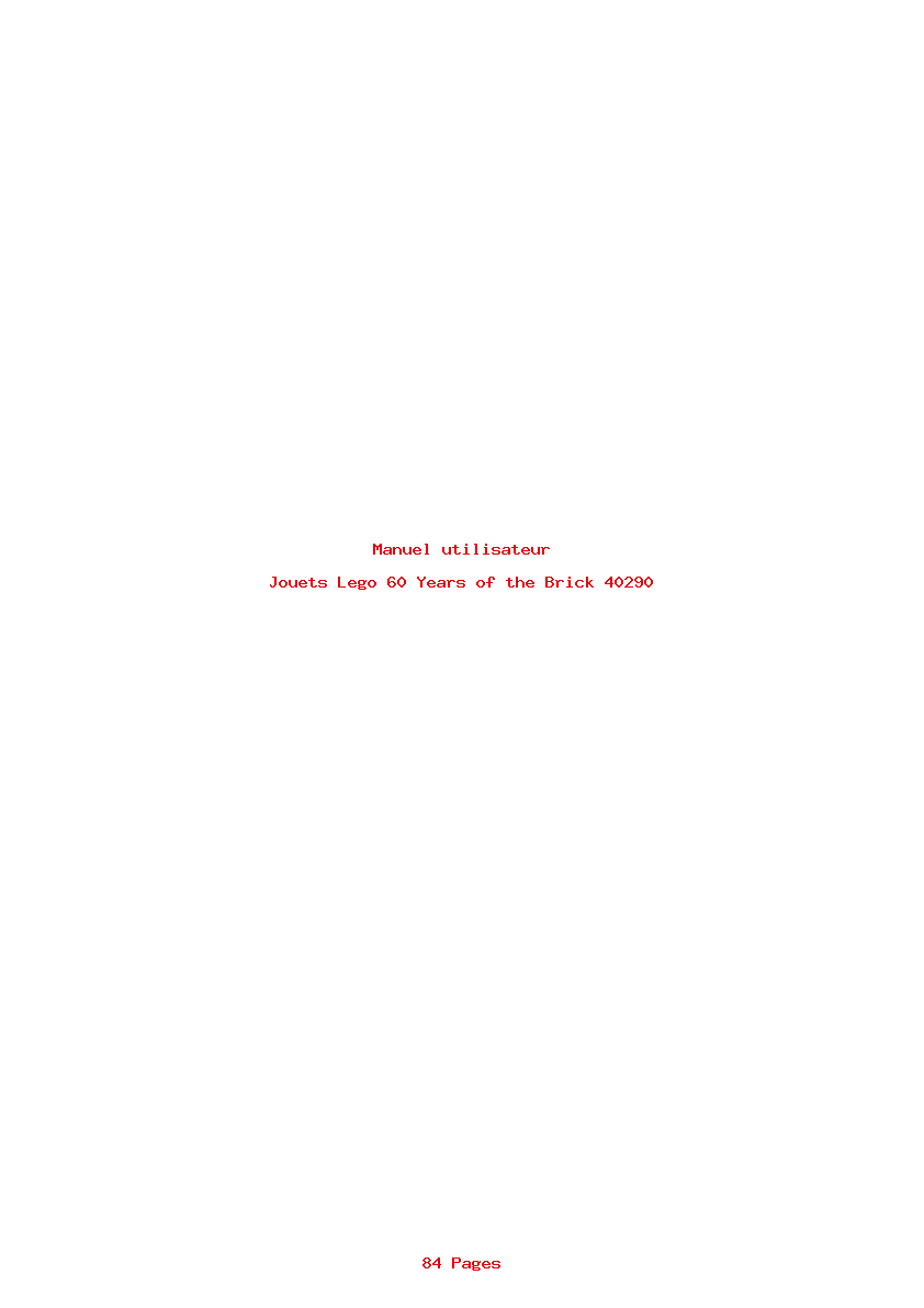 Page 1 de la notice Manuel utilisateur Lego 60 Years of the Brick 40290