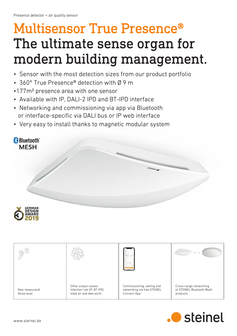 Page 1 de la notice Brochure Steinel Multisensor True Presence BT IPD