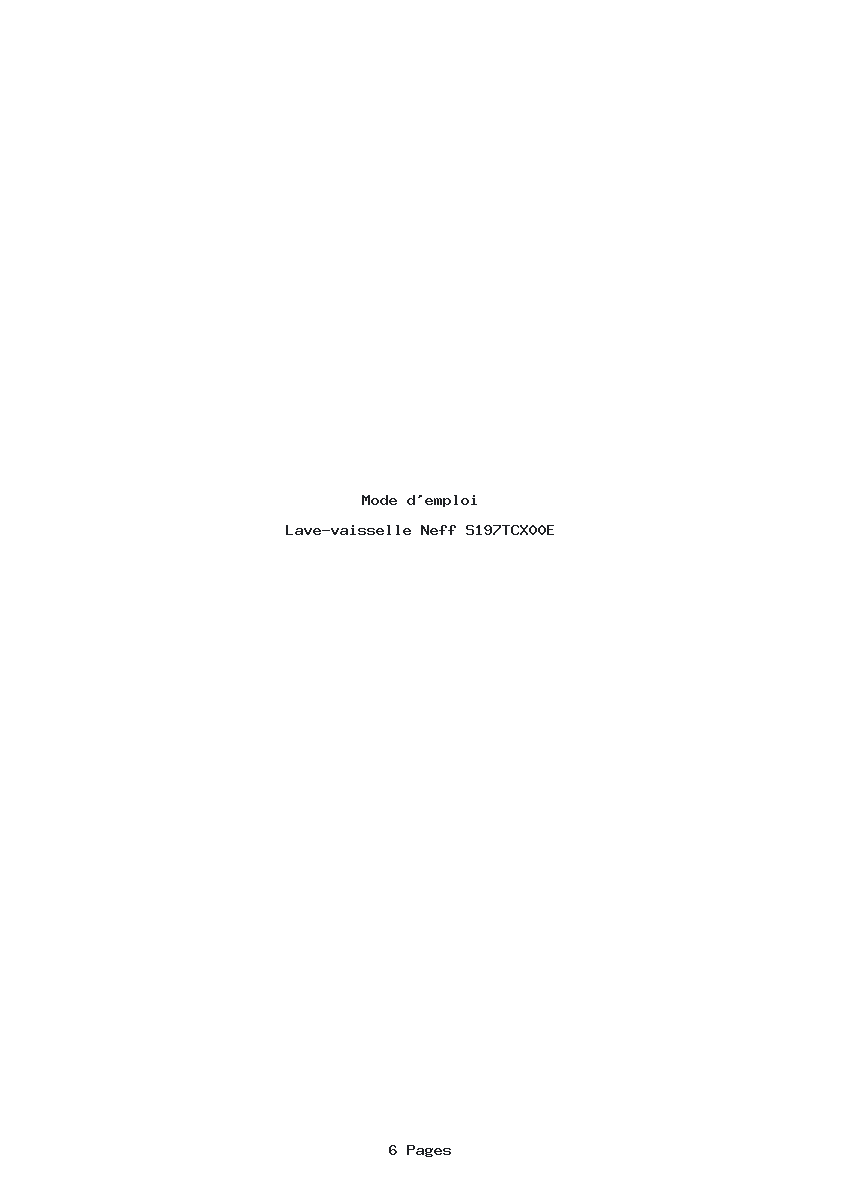 Page 1 de la notice Mode d'emploi Neff S197TCX00E