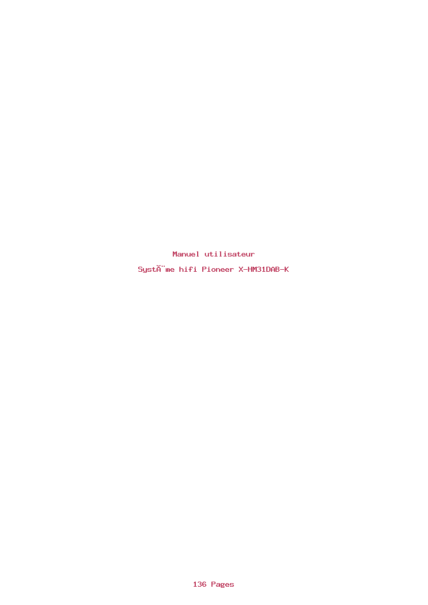 Page 1 de la notice Manuel utilisateur Pioneer X-HM31DAB-K