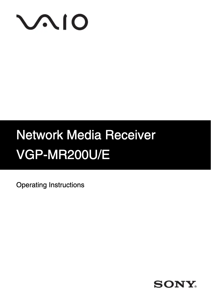 Page 1 de la notice Manuel utilisateur Sony VGP-MR200