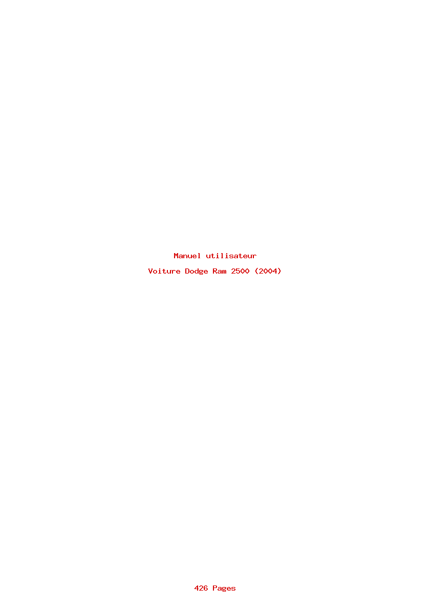 Page 1 de la notice Manuel utilisateur Dodge Ram 2500 (2004)