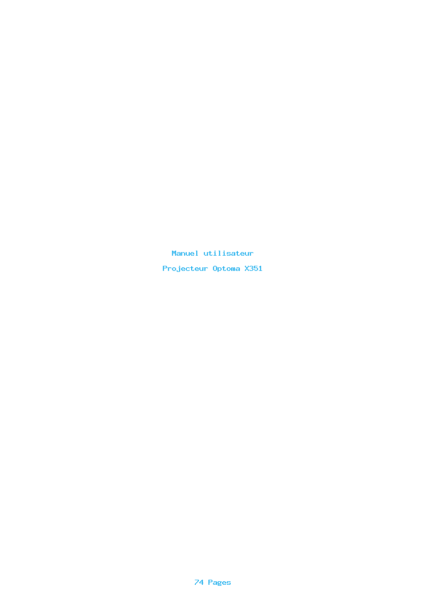 Page 1 de la notice Manuel utilisateur Optoma X351