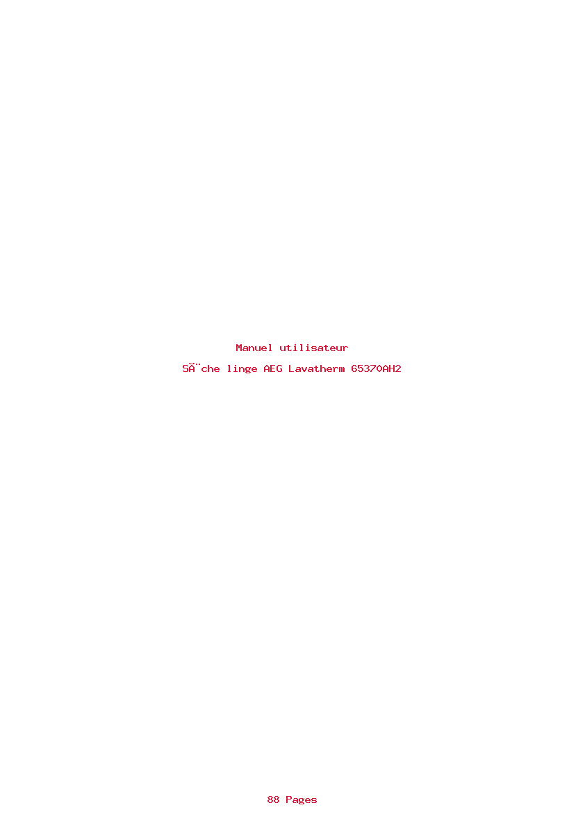 Page 1 de la notice Manuel utilisateur AEG Lavatherm 65370AH2