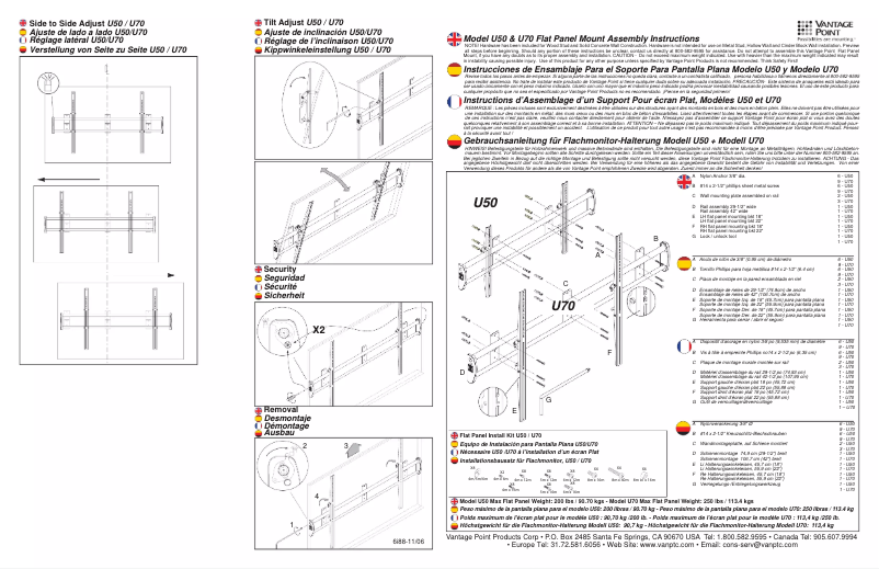 Page 1 de la notice Manuel utilisateur Vantage Point U50