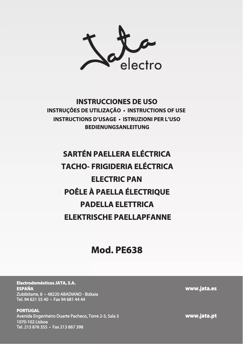 Page 1 de la notice Manuel utilisateur Jata PE638