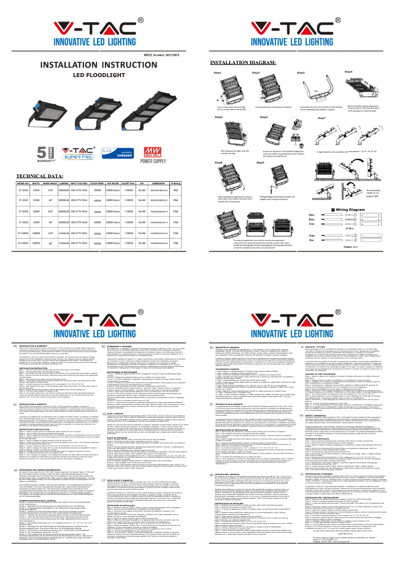 Page 1 de la notice Manuel utilisateur V-TAC VT-252D