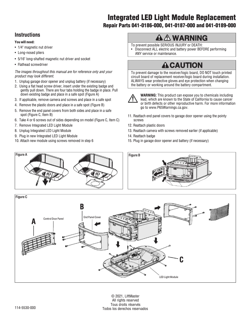 Page 1 of the manual User Manual Chamberlain 041-0187-000