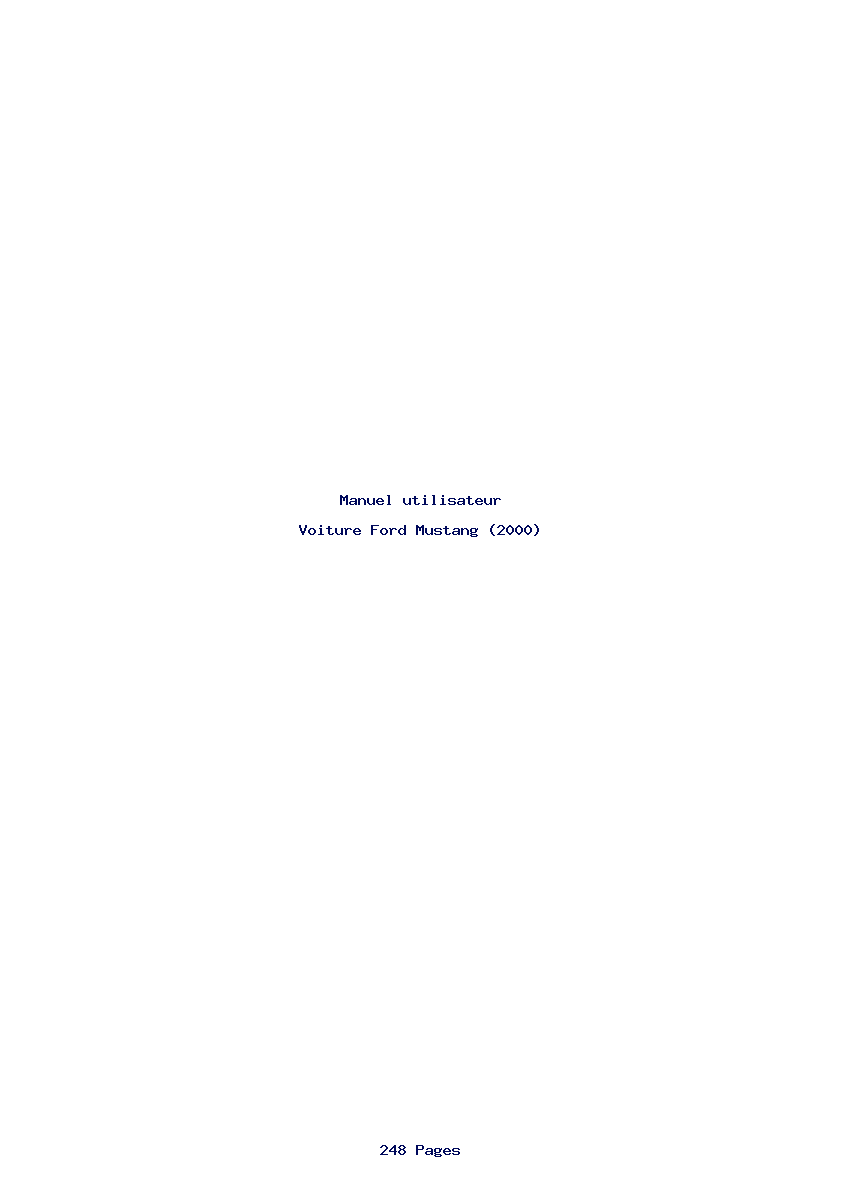 Page 1 de la notice Manuel utilisateur Ford Mustang (2000)
