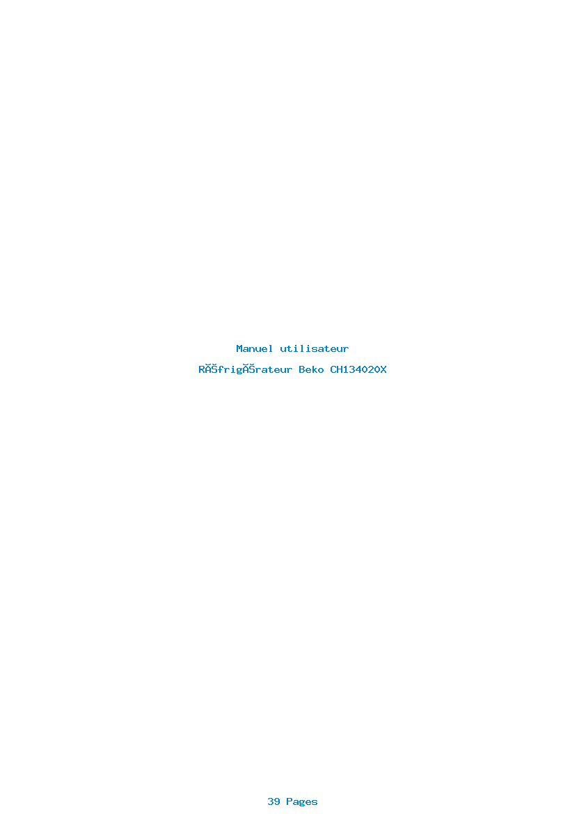 Page 1 de la notice Manuel utilisateur Beko CH134020X