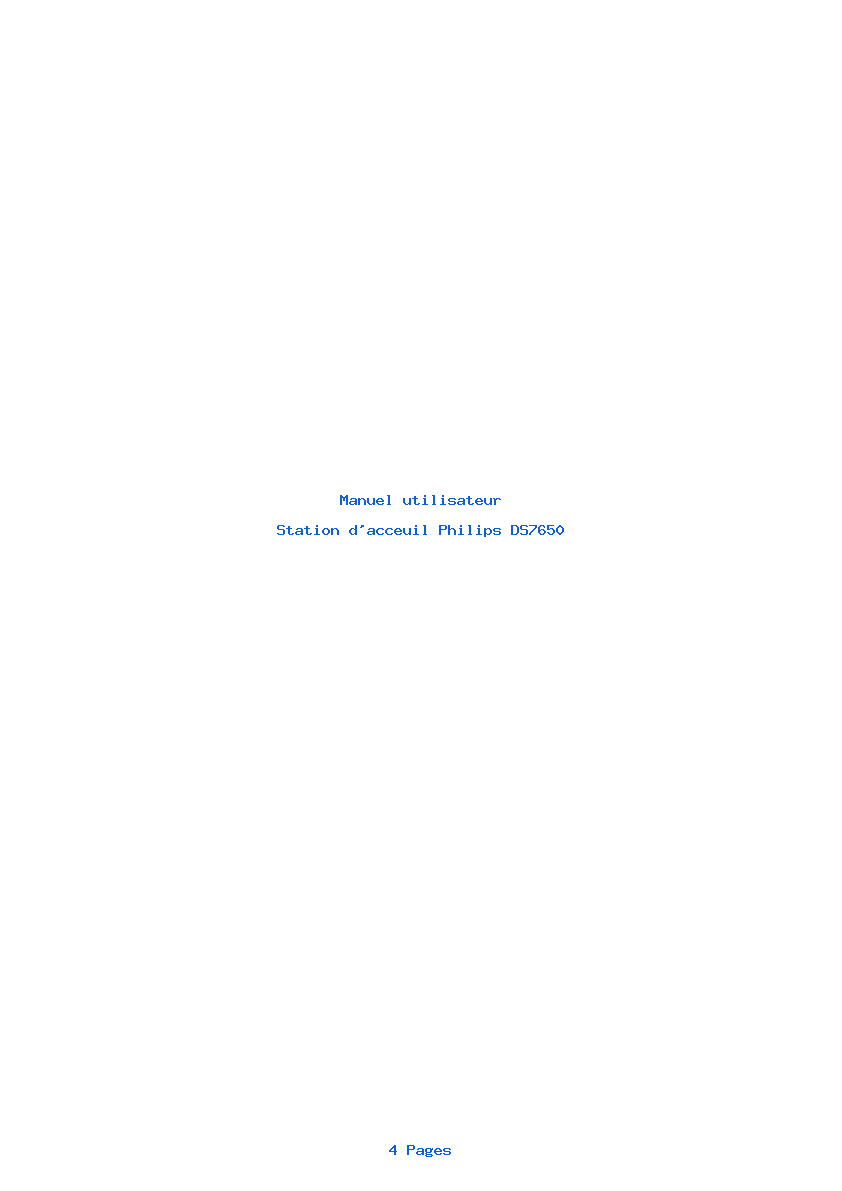 Page 1 de la notice Manuel utilisateur Philips DS7650