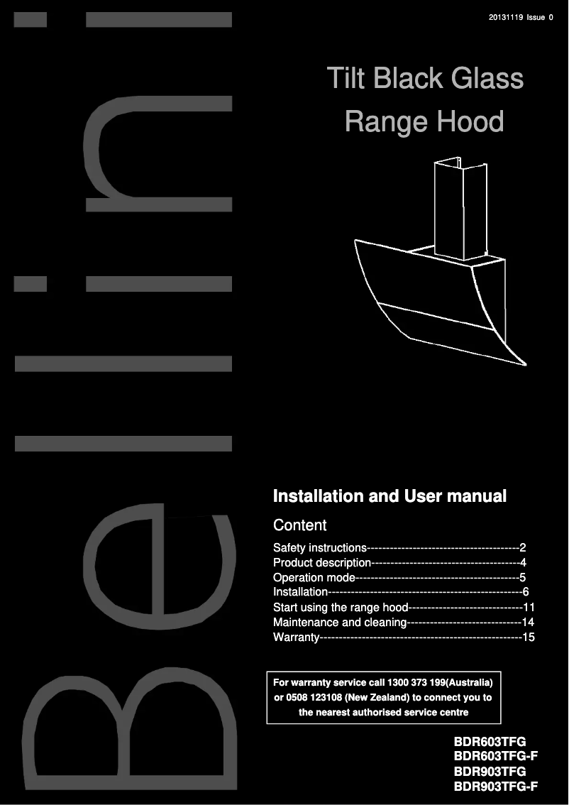 Page 1 de la notice Manuel utilisateur Bellini BDR903TFG