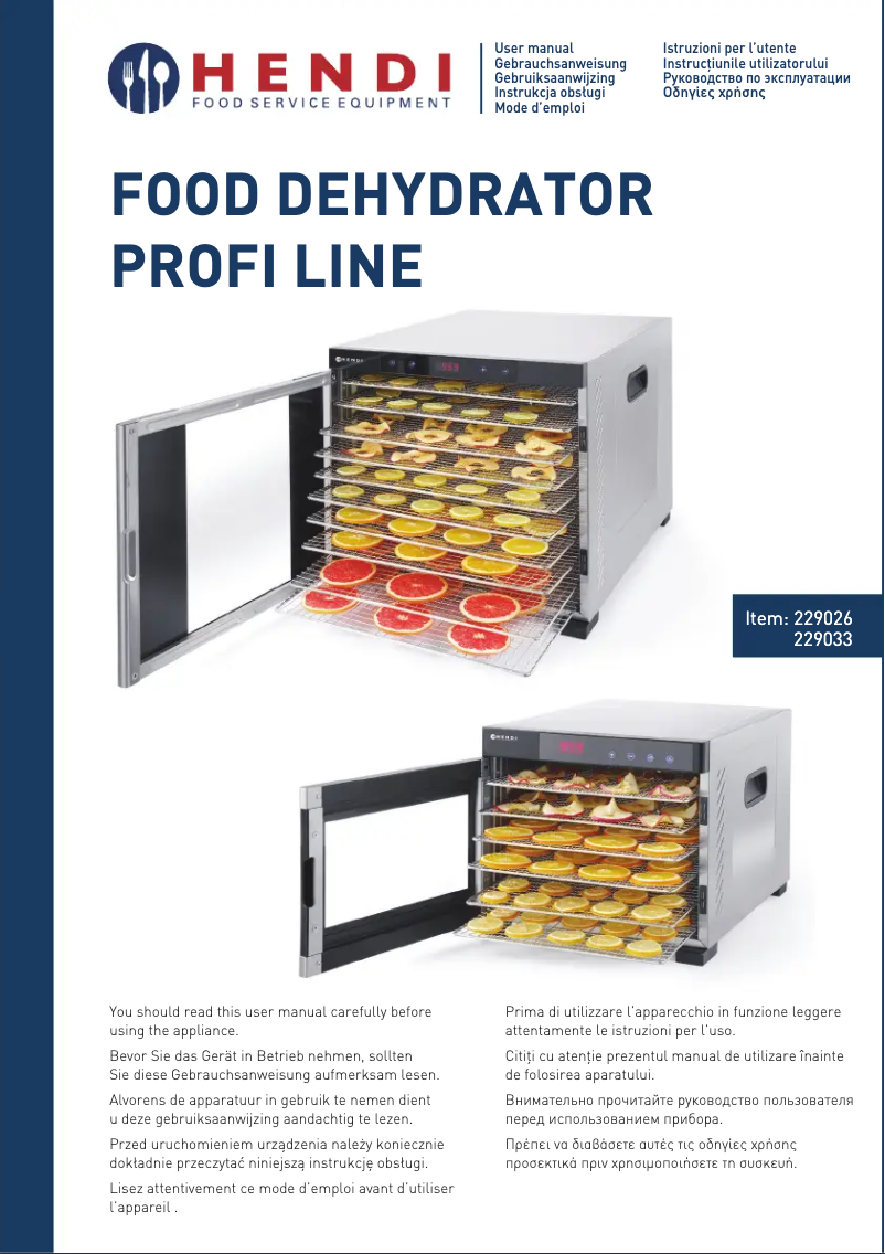 Page 1 de la notice Manuel utilisateur Hendi 229026