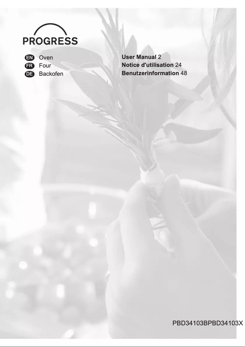 Page 1 de la notice Manuel utilisateur Progress PBD34103X