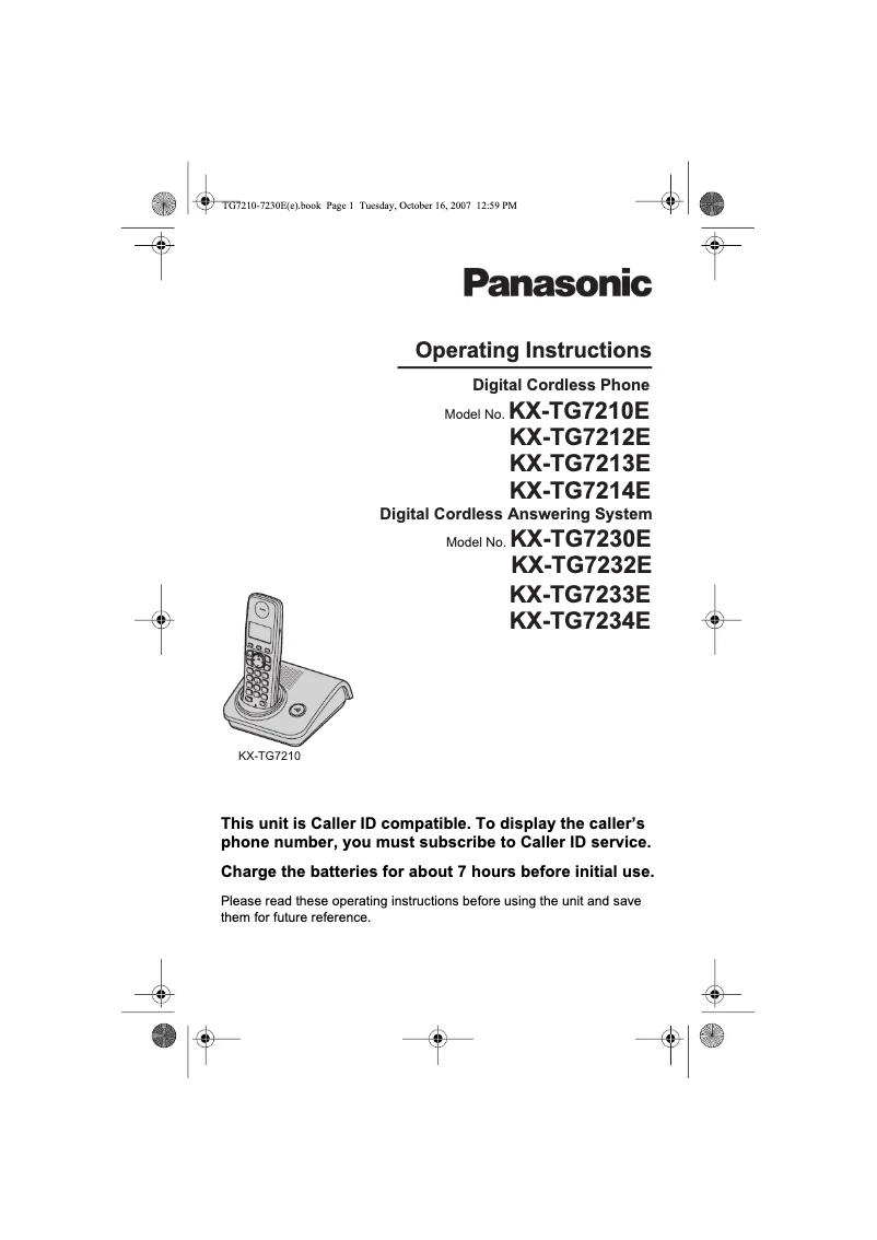 Página 1 del manual Manual de usuario Panasonic KX-TG7233E
