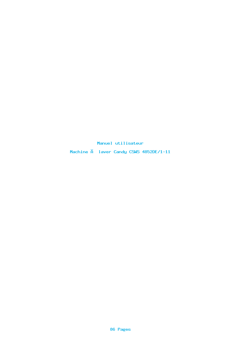 Page 1 de la notice Manuel utilisateur Candy CSWS 4852DE/1-11