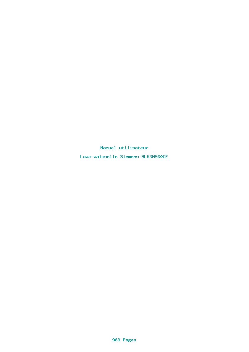 Page 1 de la notice Manuel utilisateur Siemens SL53HS60CE