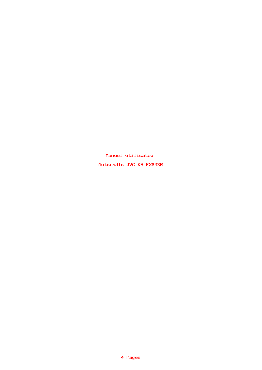Page 1 de la notice Manuel utilisateur JVC KS-FX833R