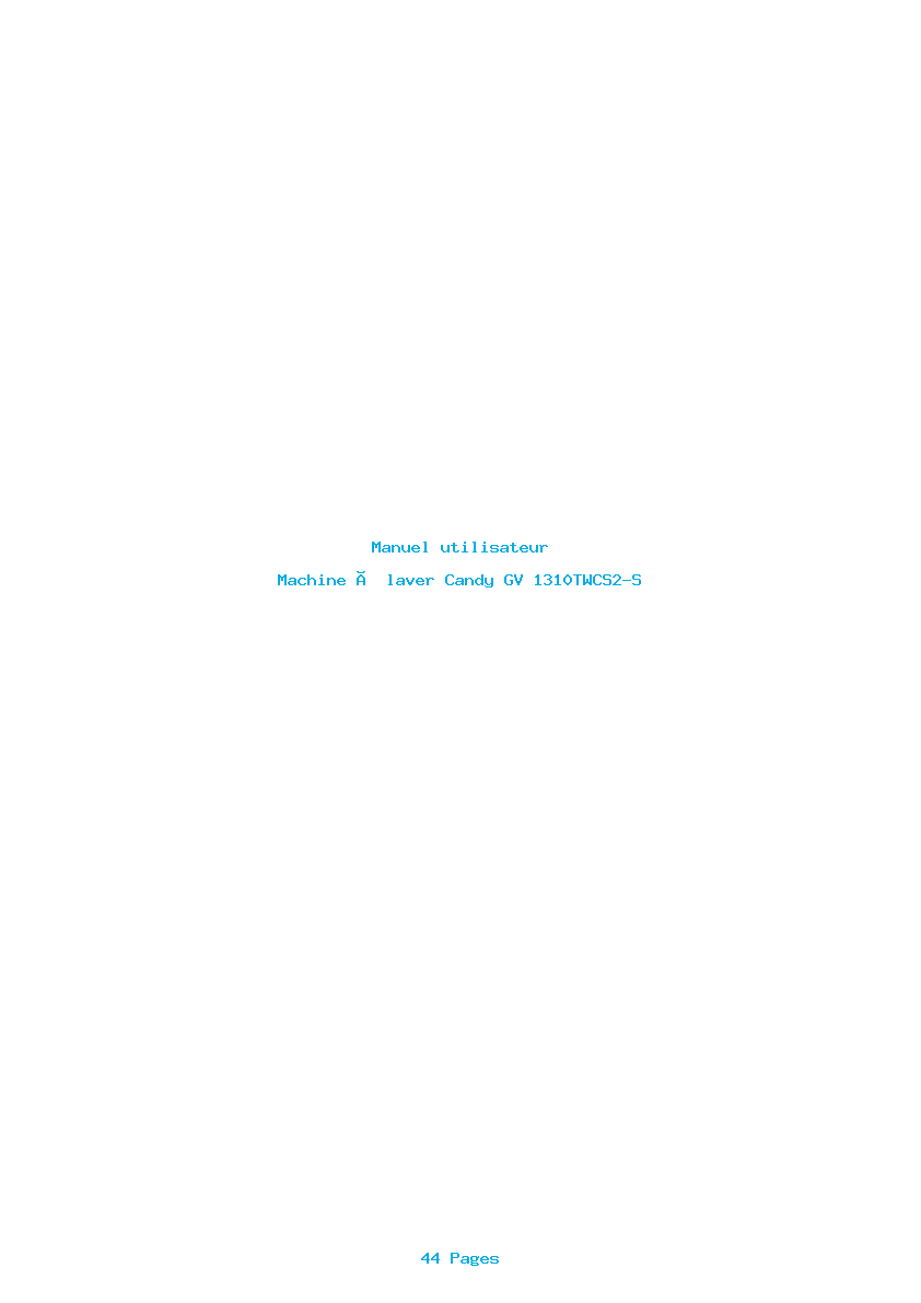 Page 1 de la notice Manuel utilisateur Candy GV 1310TWCS2-S