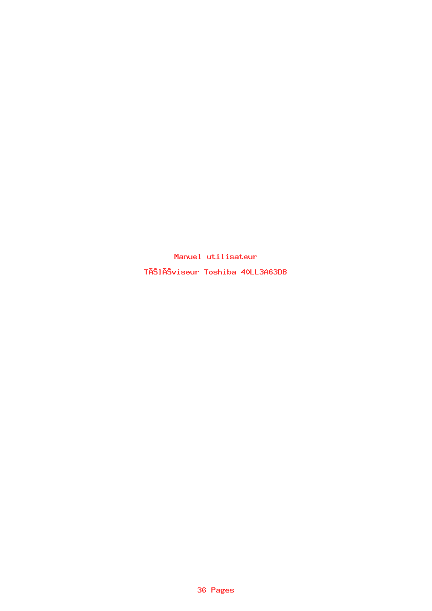 Page 1 de la notice Manuel utilisateur Toshiba 40LL3A63DB