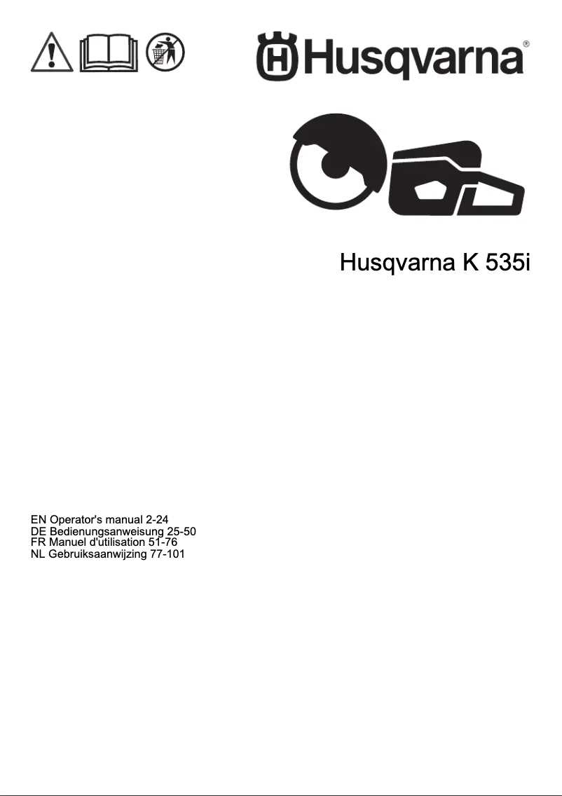 Page 1 de la notice Manuel utilisateur Husqvarna K 535i
