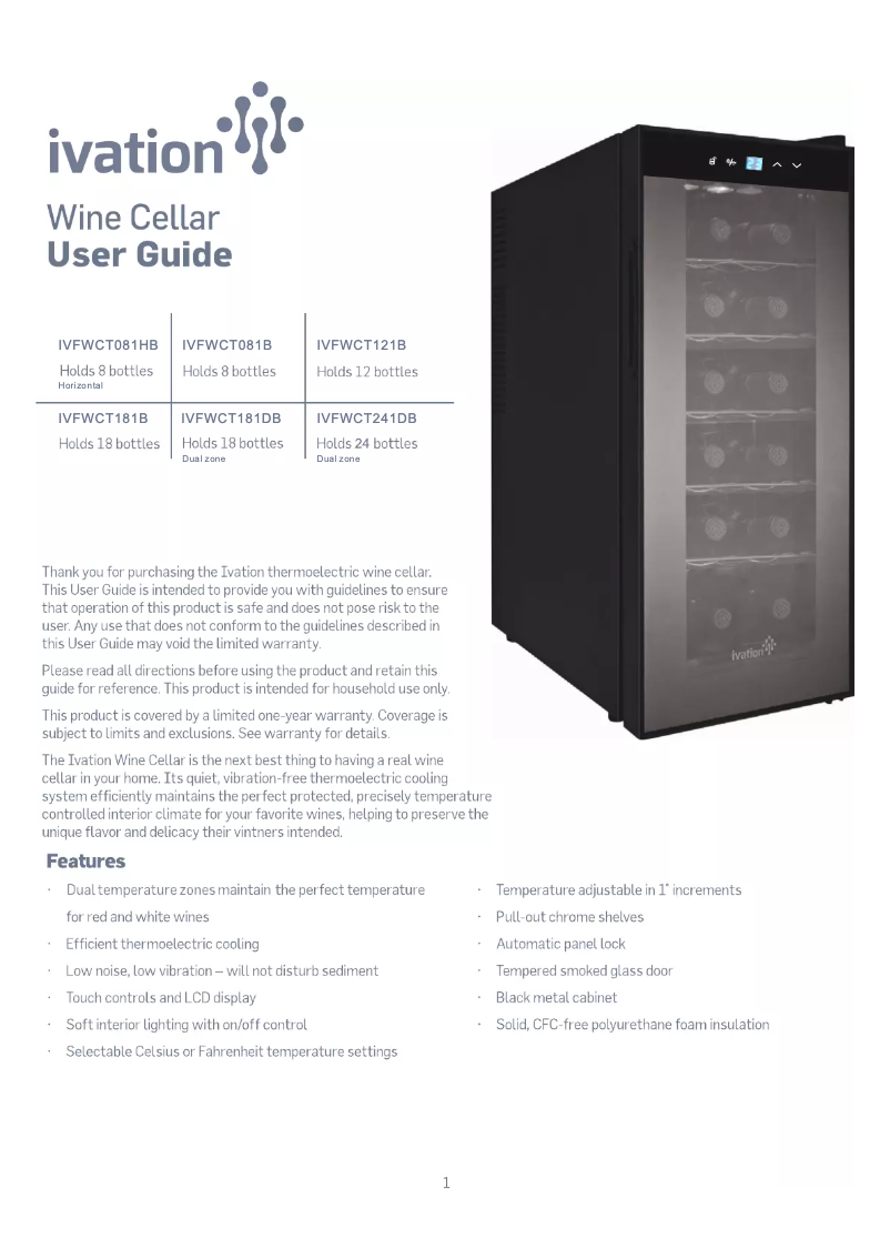 Page 1 de la notice Manuel utilisateur Ivation IVFWCT081B