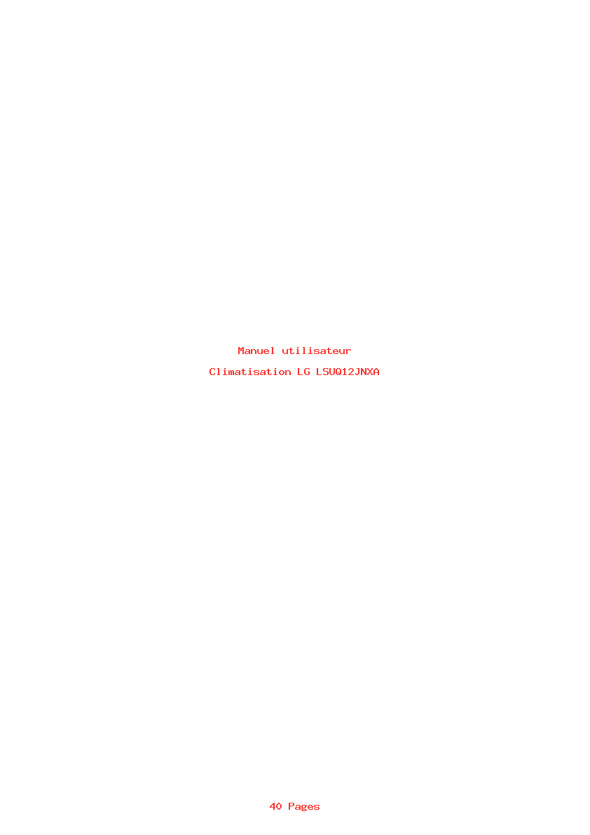 Page 1 de la notice Manuel utilisateur LG LSUQ12JNXA