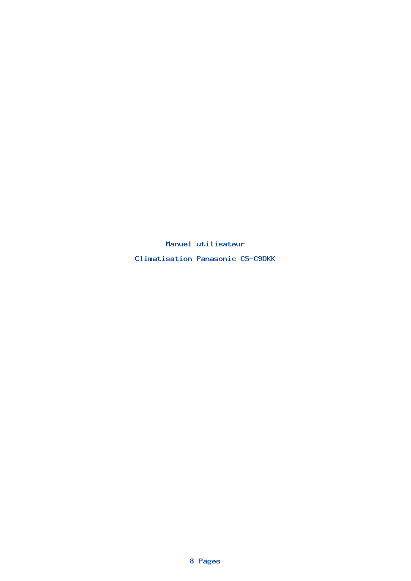 Page 1 de la notice Manuel utilisateur Panasonic CS-C9DKK