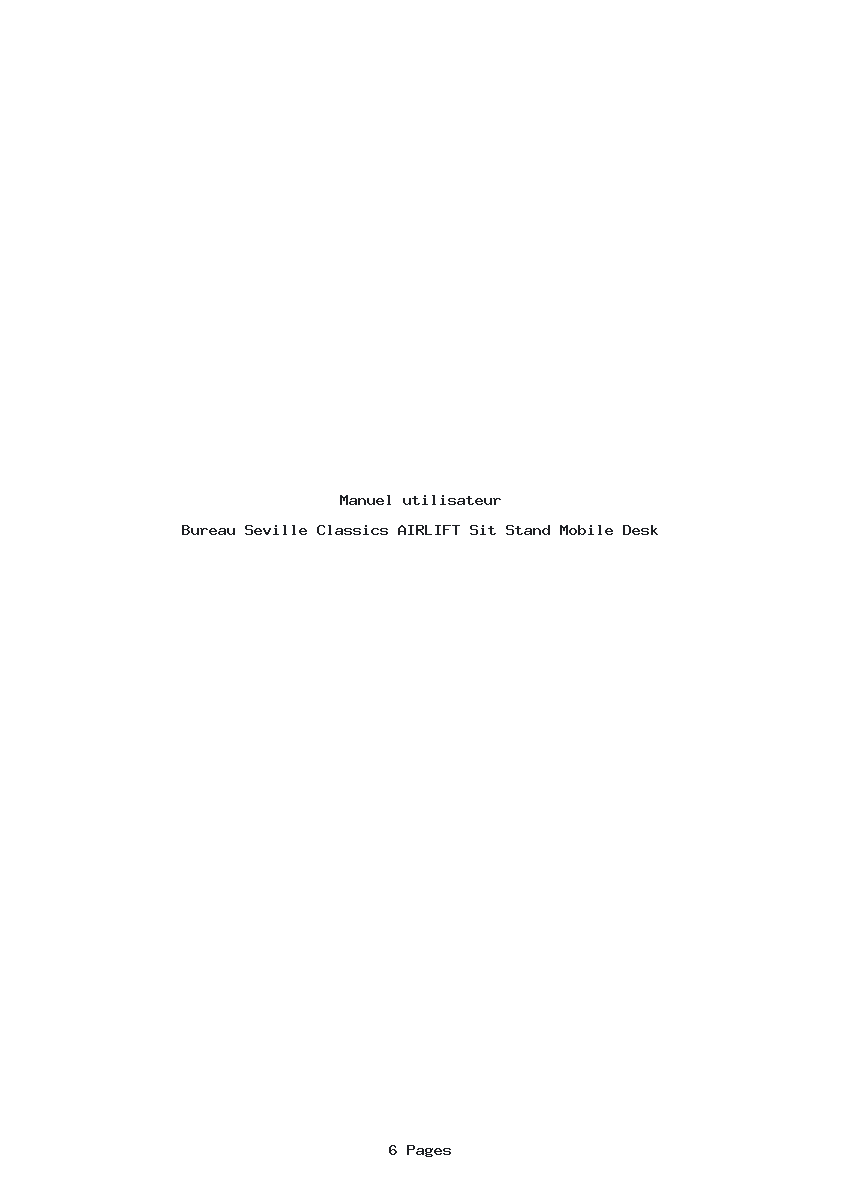 Page 1 de la notice Manuel utilisateur Seville Classics AIRLIFT Sit Stand Mobile Desk