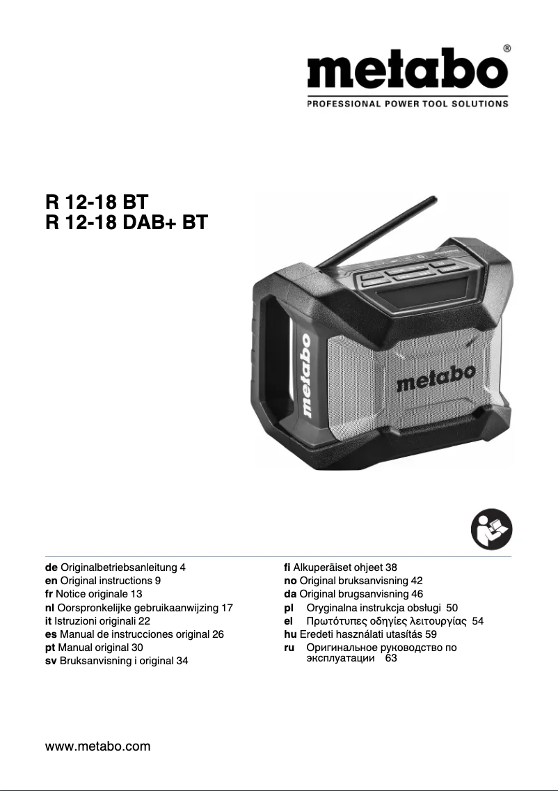 Page 1 of the manual User Manual Metabo R 12-18 BT