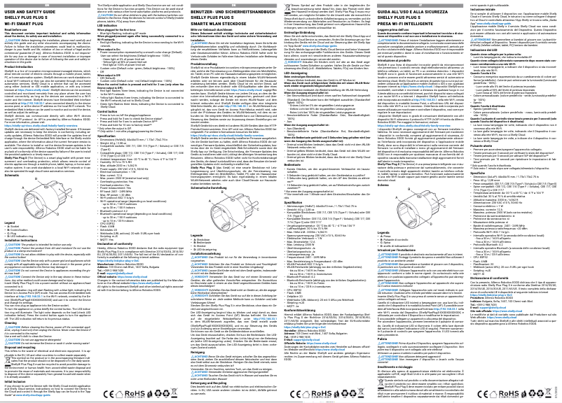 Page 1 de la notice Manuel utilisateur Shelly Plus Plug S