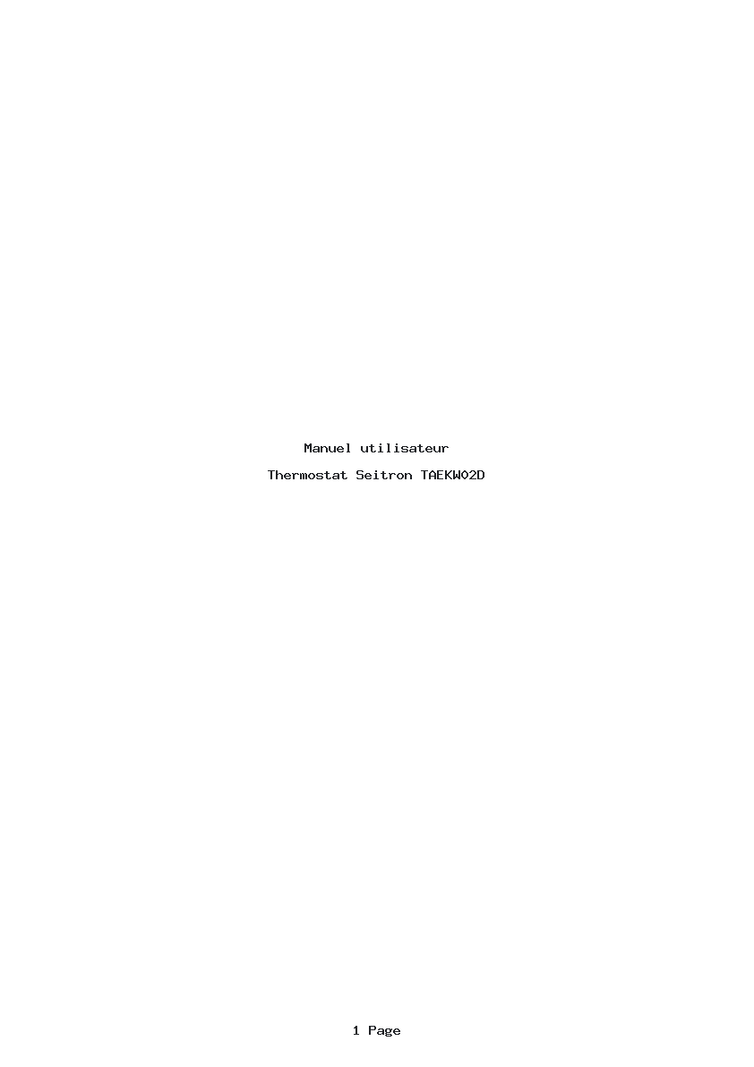 Page 1 de la notice Manuel utilisateur Seitron TAEKW02D