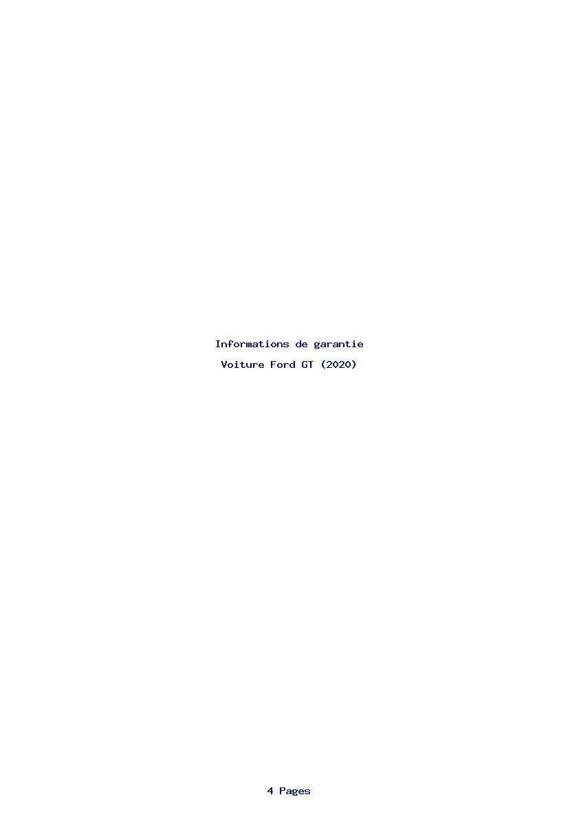 Page 1 de la notice Informations de garantie Ford GT (2020)