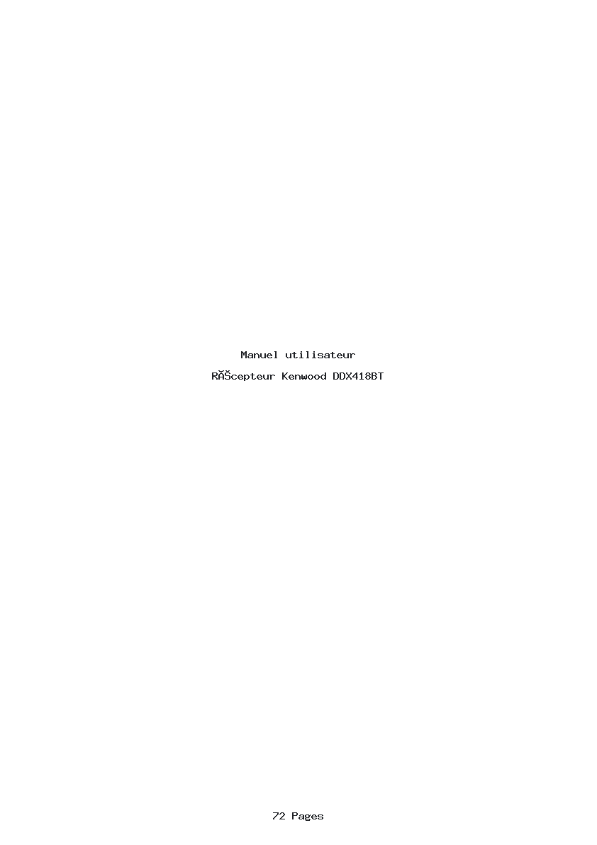 Page 1 de la notice Manuel utilisateur Kenwood DDX418BT