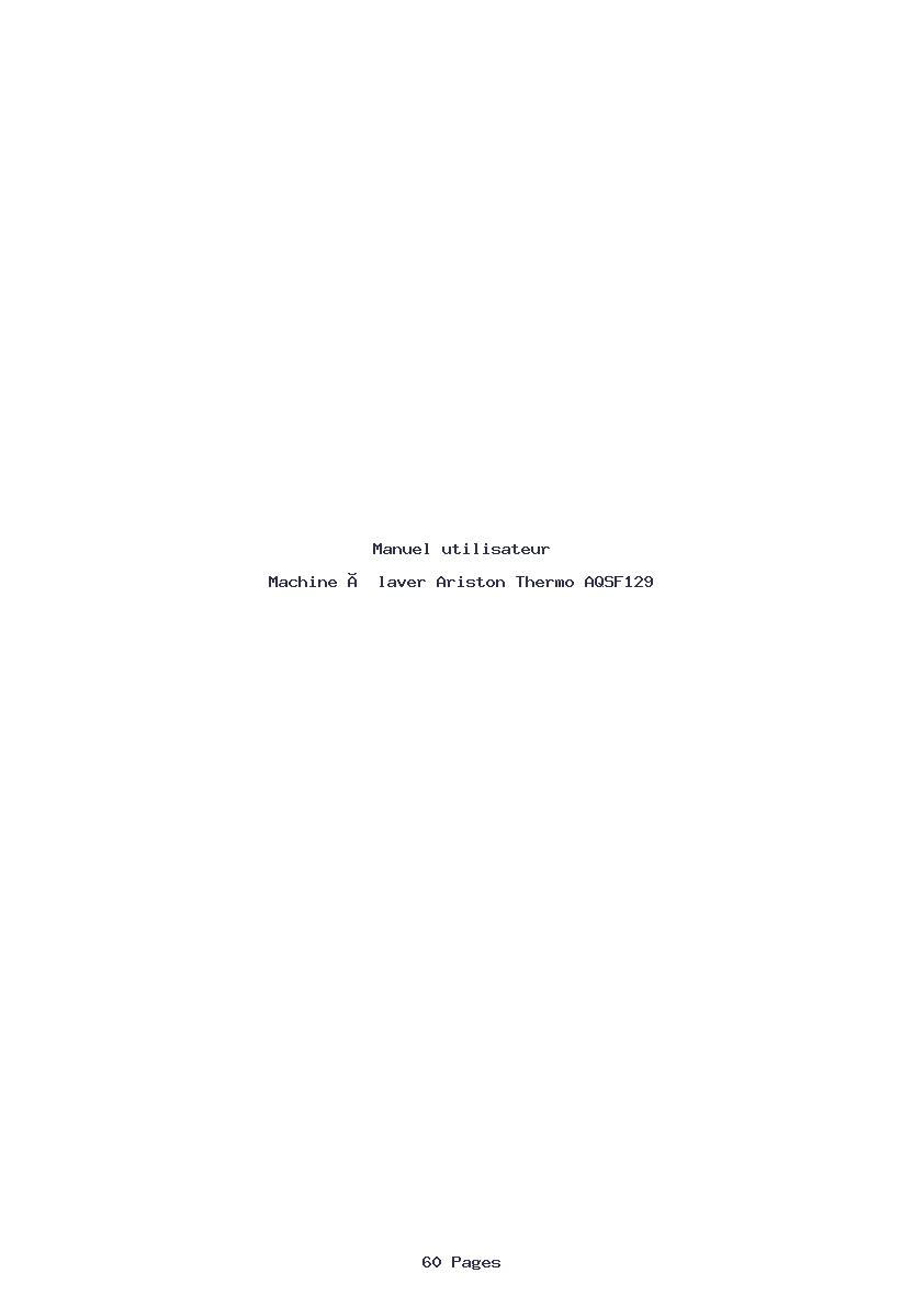 Page 1 de la notice Manuel utilisateur Ariston Thermo AQSF129