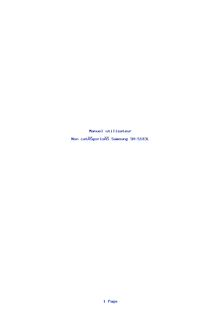 Page 1 de la notice Manuel utilisateur Samsung SH-S183L