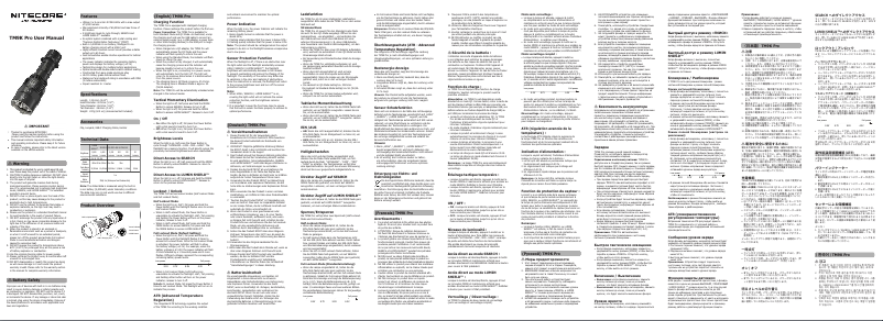 Page 1 de la notice Manuel utilisateur Nitecore TM9K Pro